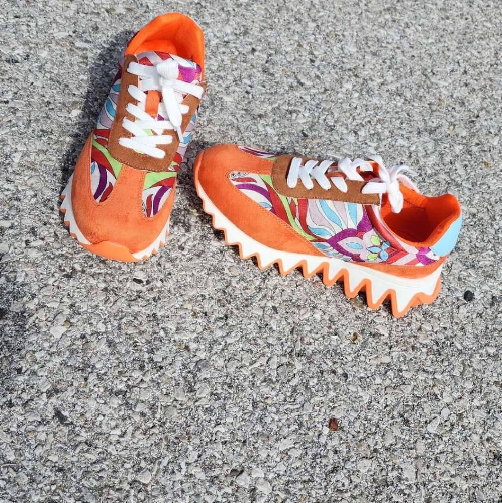 Orange Pattern Sneakers